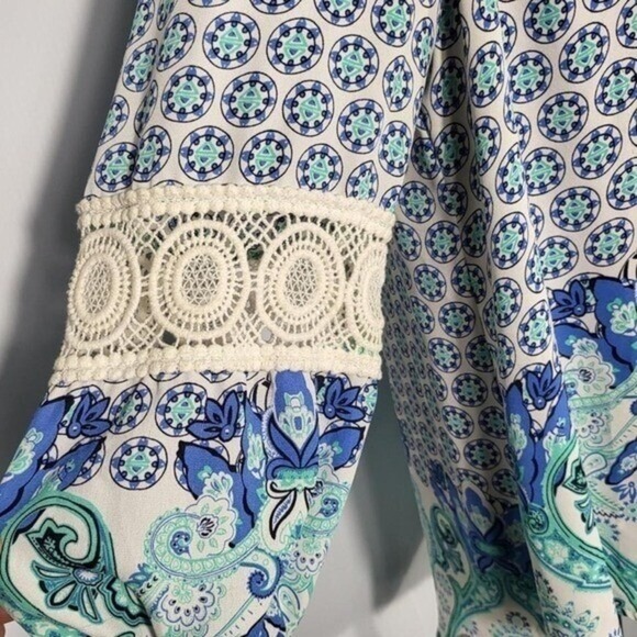 Cato Boho Tunic Top Crochet Sleeve Paisley Print Blouse Bohemian Style - Picture 8 of 8